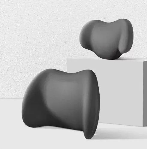 Memory cotton car headrest cushion and separate back cushion set in black, green, grey, and pink colours.