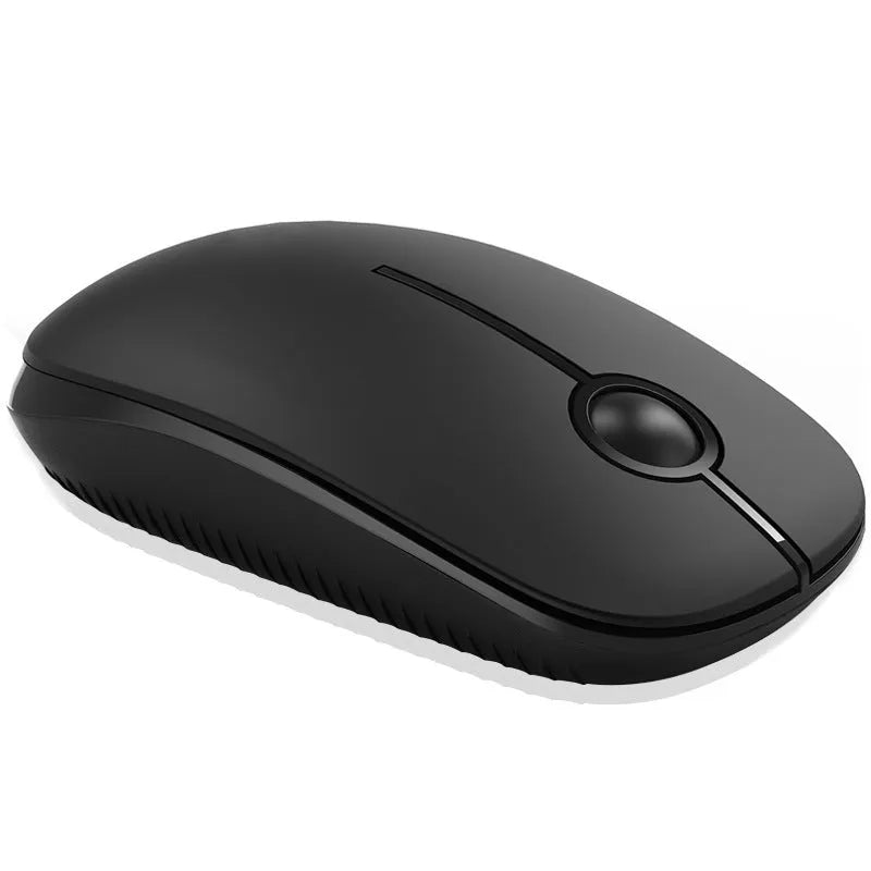 2.4G wireless mouse in black with compact design on flat surface