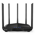 AC11 Gigabit wireless router in black with 8-pin pure copper ports and three LAN ports on the back