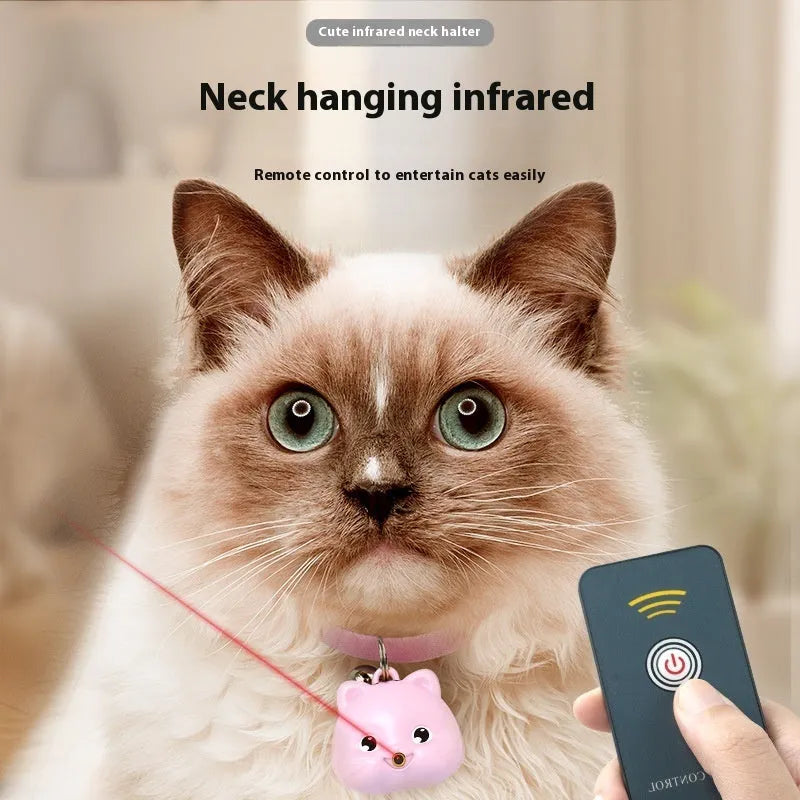 Rechargeable remote control cat infrared halter collar with adjustable strap and handheld transmitter