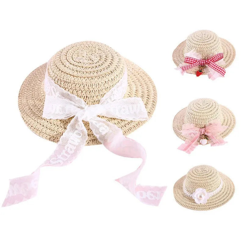 Adjustable handmade paper hat for a dog or cat with a bowknot, shown in multiple colours.