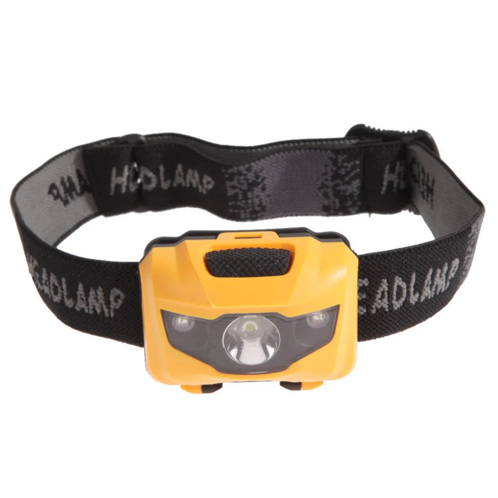 3W waterproof headlamp with white and red LEDs, 70-metre beam, four lighting modes, black finish