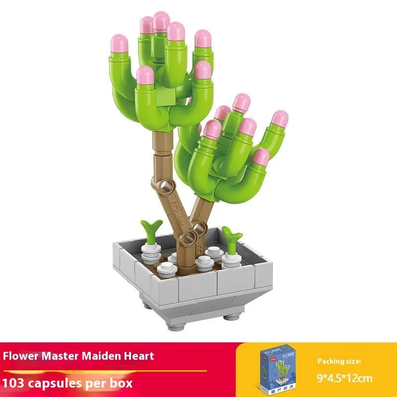 Plastic building blocks flower pot model assembly toy for teenagers