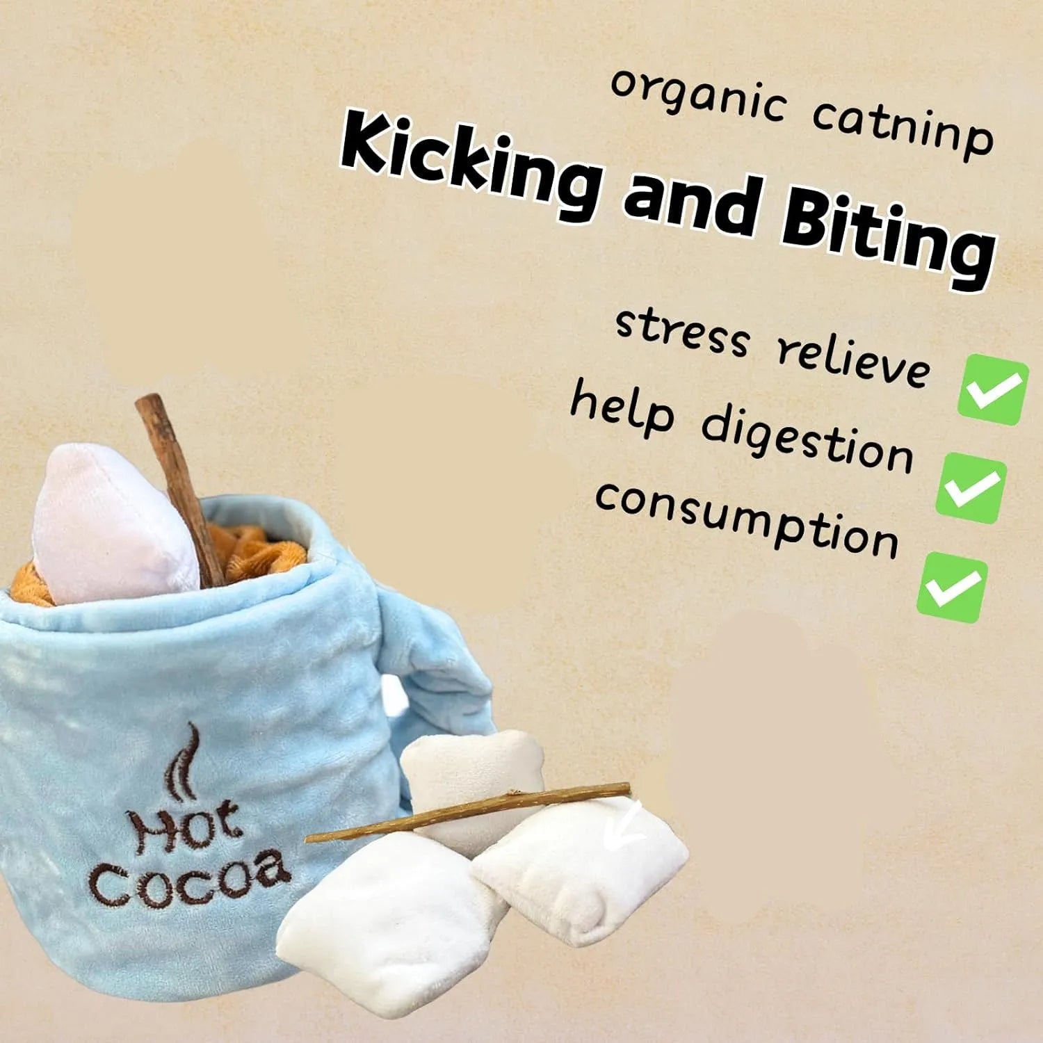 Blue interactive cat toy set with catnip, silvervine sticks, crinkle paper and squeaky toys for indoor cats