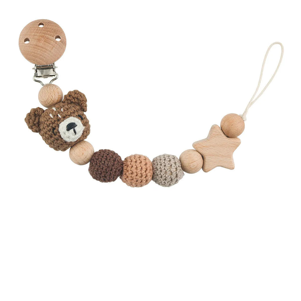 Cartoon animal DIY pacifier chain baby teething rope with ABS clip, fox design