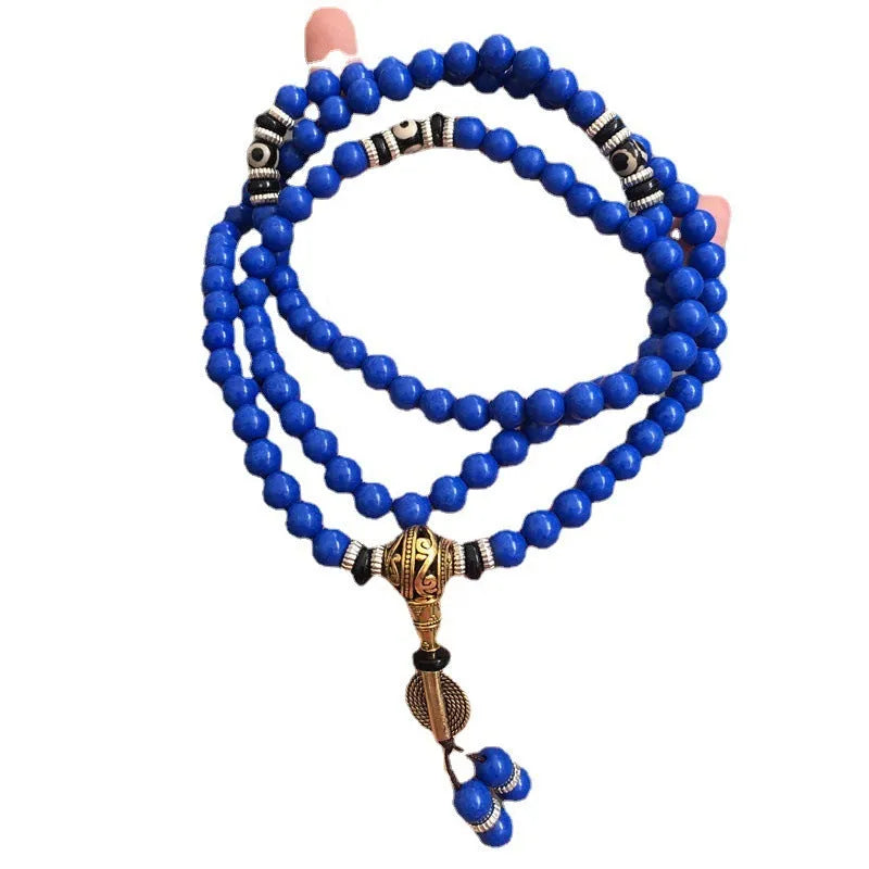 Multi-circle 108 bead lapis lazuli bracelet with 8mm beads in modern simplicity style
