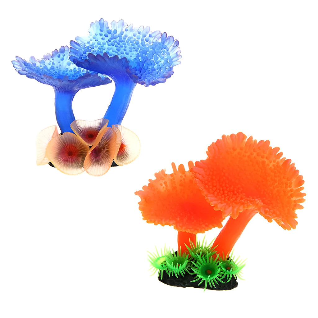 Artificial coral plant simulation in blue for fish tank landscaping, 9.5x9.5x7cm, lightweight 79g decoration