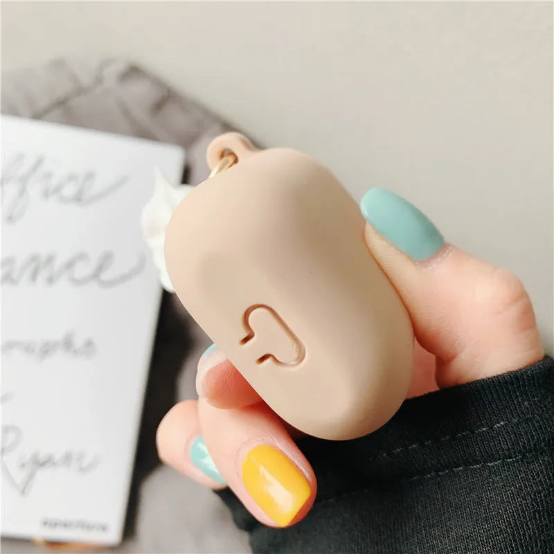 Colourful silicone cover case for Apple AirPods 2 wireless earbuds featuring a cylinder ice cream design.