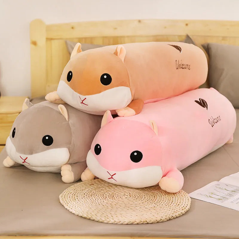 Grey hamster plush toy with stretch velvet fabric and down cotton filling, 100cm size