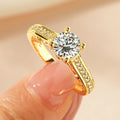 Women's geometric zircon ring in electroplated copper available in six colours and sizes