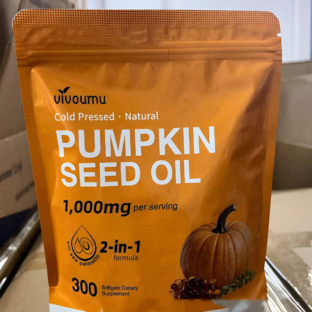 Bottle of Vitamin Diet Yellow Pumpkin Seeds soft capsules for adult daily supplement