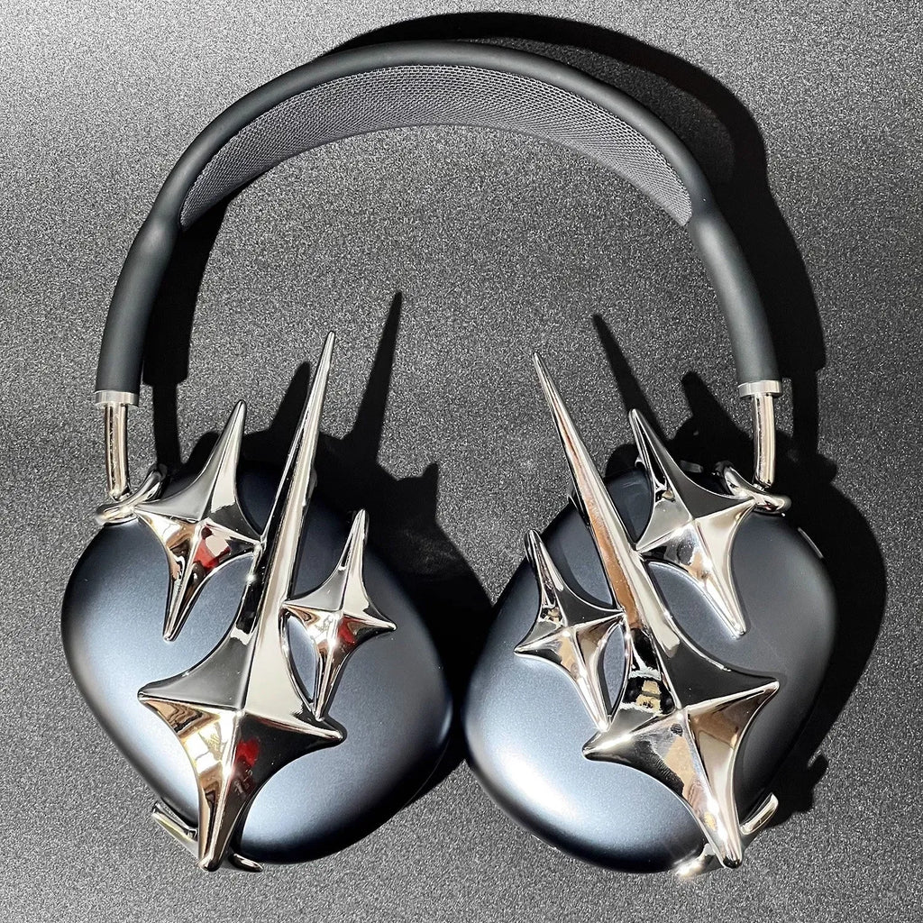 Silver electroplated resin protective cover for Apple AirPods Max with star meteor pattern