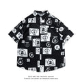 A loose-fitting men's short sleeve shirt with a colourful floral print, made from polyester.