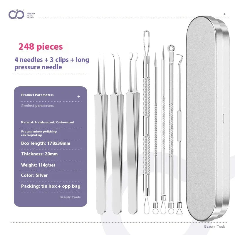 4-piece metal acne needle set with ultra fine pointed tips for precise skincare application