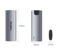 Grey external SSD with USB 3.0 interface for direct mobile phone connection showing compact dimensions