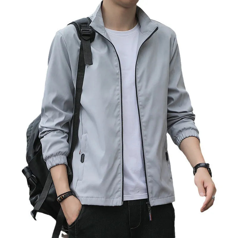 Korean style loose lapel casual jacket in polyester blend fabric available in multiple colours