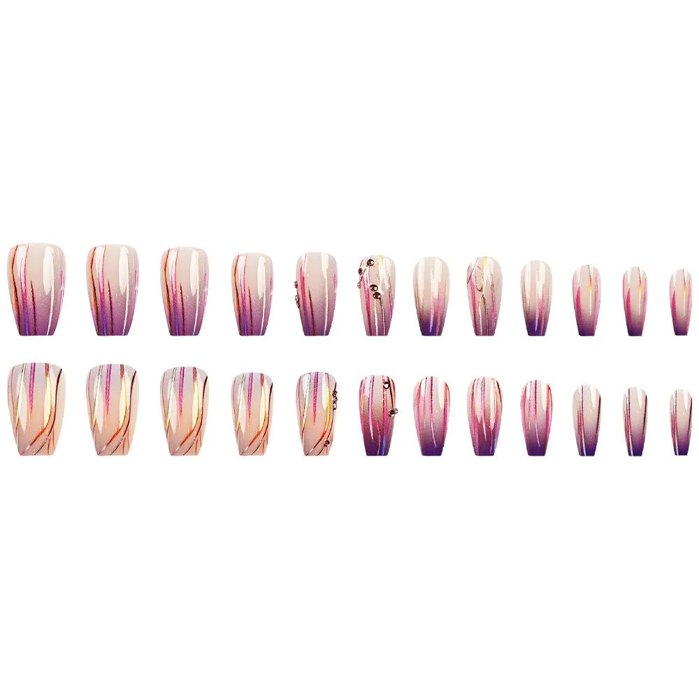 Magic purple gradient nail stickers with starry sky pattern and jelly glue