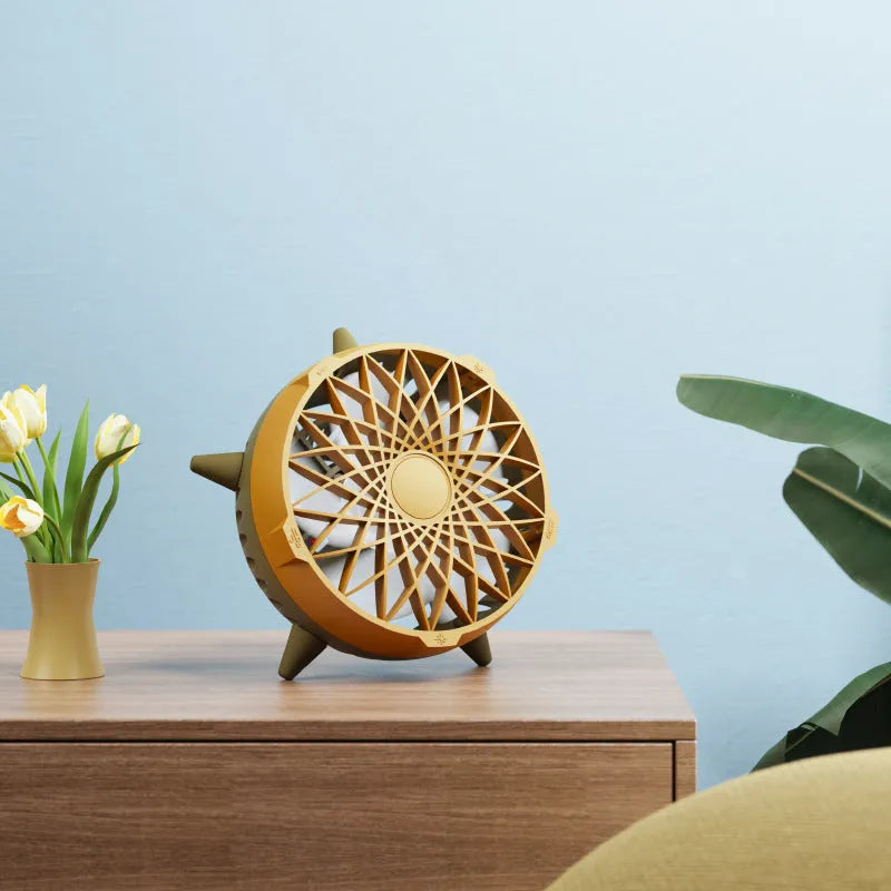 Intelligent induction fan without button design, USB powered, 4 plastic blades, 162x103mm, force yellow colour