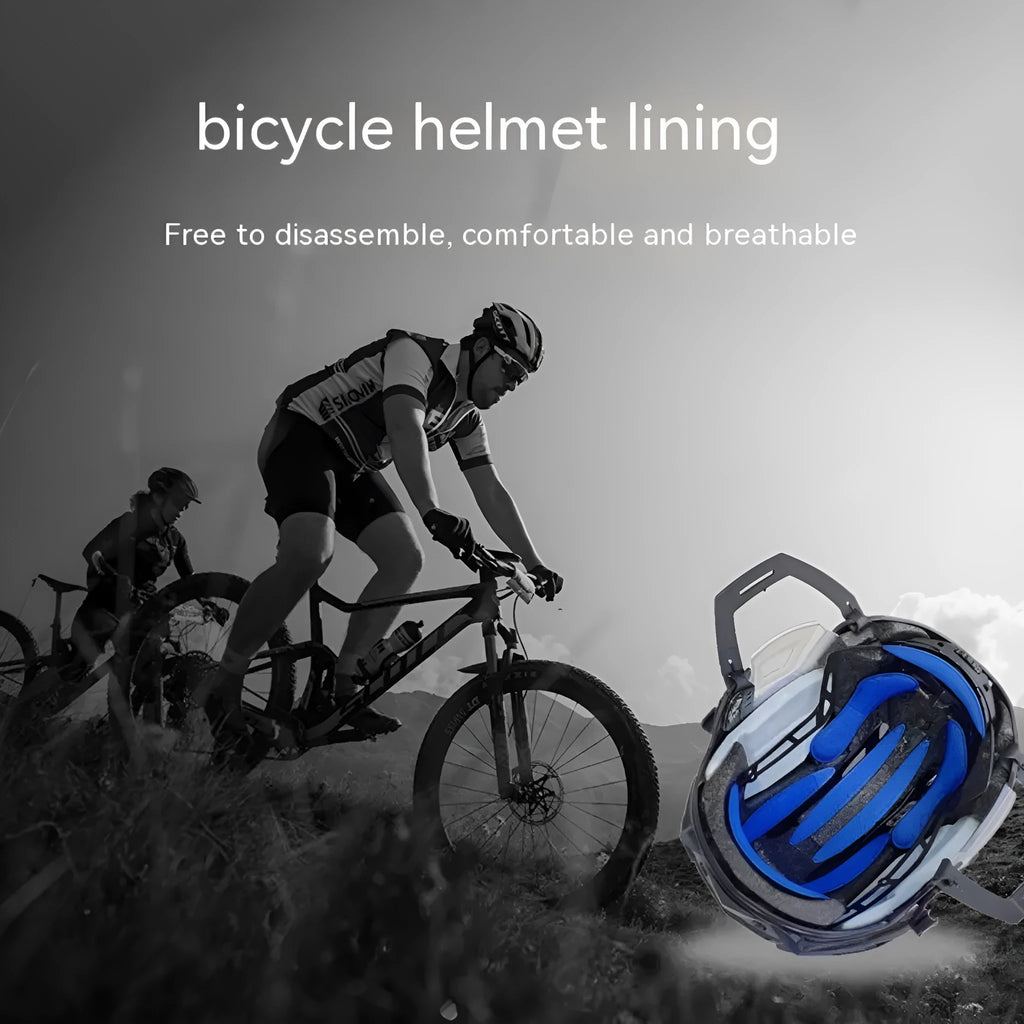Universal cycling helmet lining with breathable sponge and Velcro chin pad in four colour options