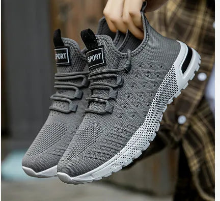 Men's solid-colour mesh casual shoe shown in army green, displayed on a white background.
