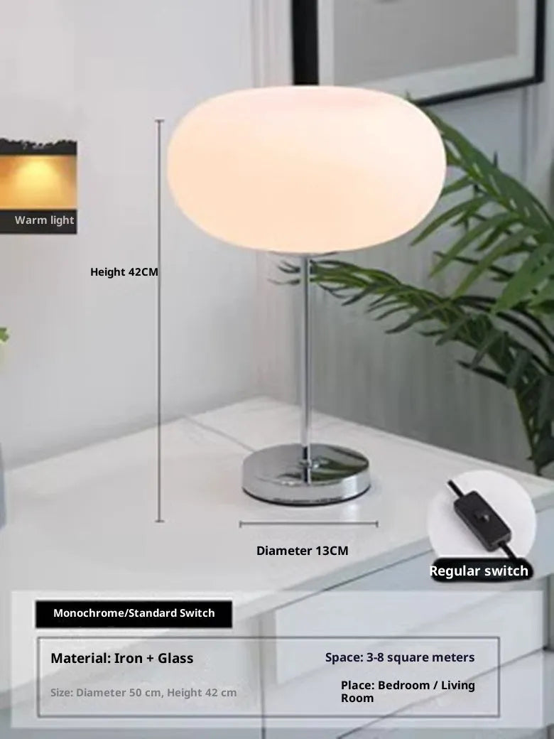 28 cm glass bedside lamp with button switch, modern simplicity style, tricolour light option