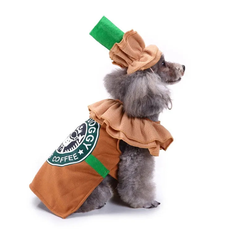 Small dog wearing polyester Christmas clothes with festive print, size S, bust 25cm, height 24cm