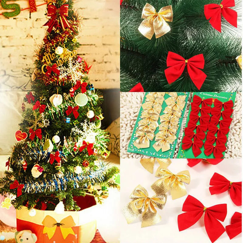 5 cm red gold silver and gold polyester Christmas tree bow decoration ornament