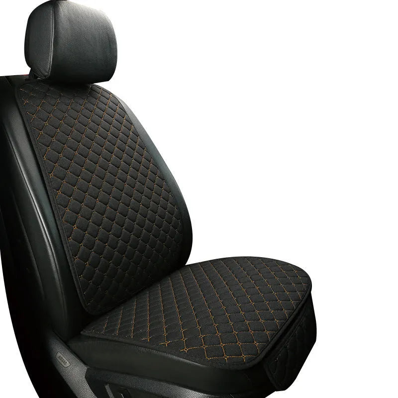 Universal linen car seat cushion with non-slip backing in multiple colour options for vehicle seat protection
