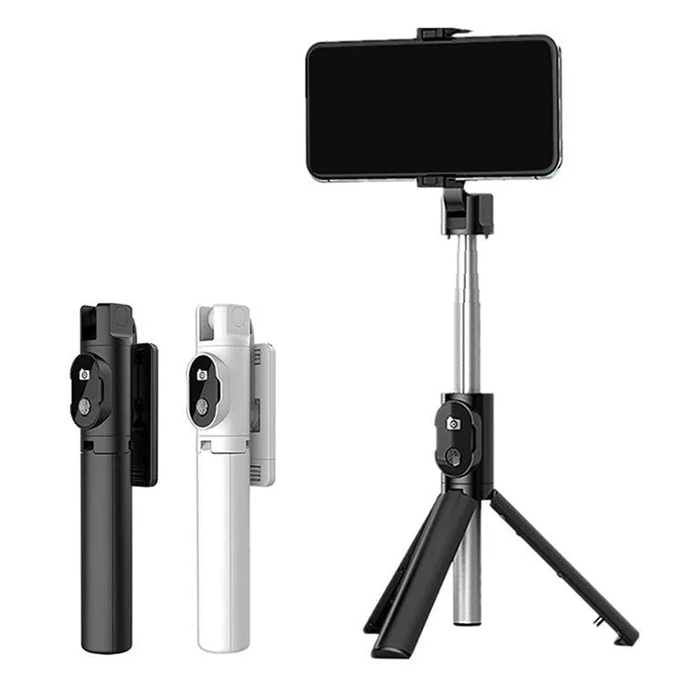 Black Bluetooth fill light selfie stick with tripod, ABS and stainless steel, compatible with Apple iPhone