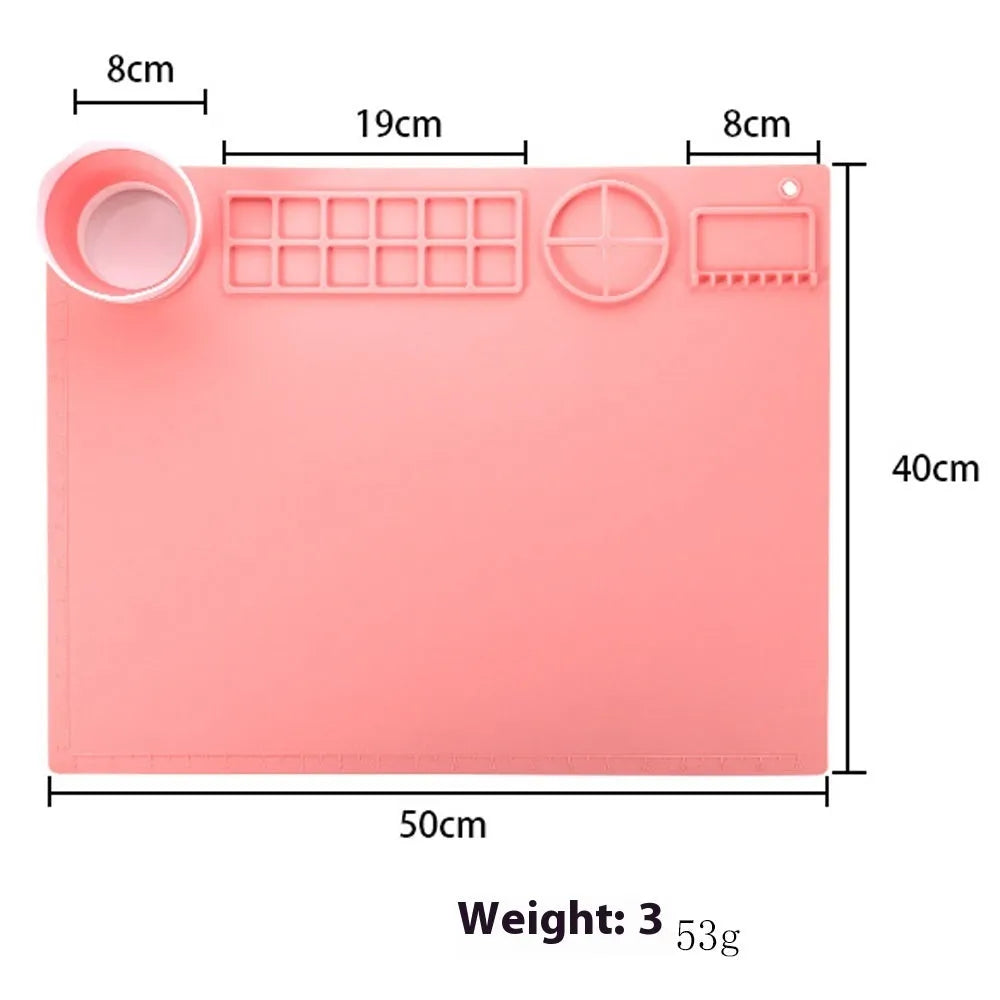 Silicone painting mat with double bowl design for watercolour painting in various colours