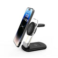 Transparent folding magnetic three-in-one wireless charger in black or white