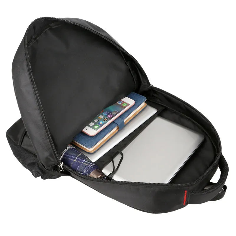 Black Oxford cloth laptop backpack 15 inch with multiple compartments and breathable back panel