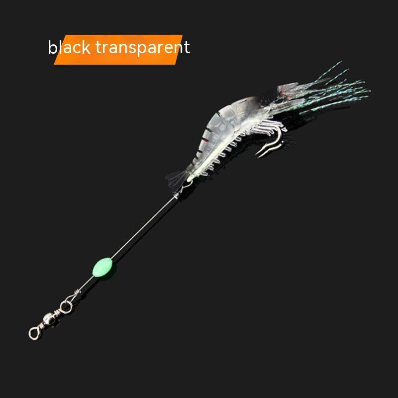Soft plastic fishing lure set with hooks in six colour variations including luminous options