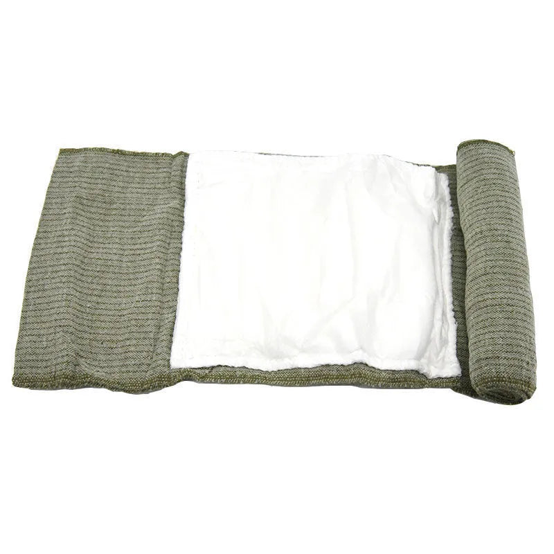 Tactical outdoor first aid bandage 10x120cm in packaging showing polyurethane film construction