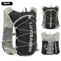 Solid colour nylon running backpack with reflective strips, shown in a light grey option.