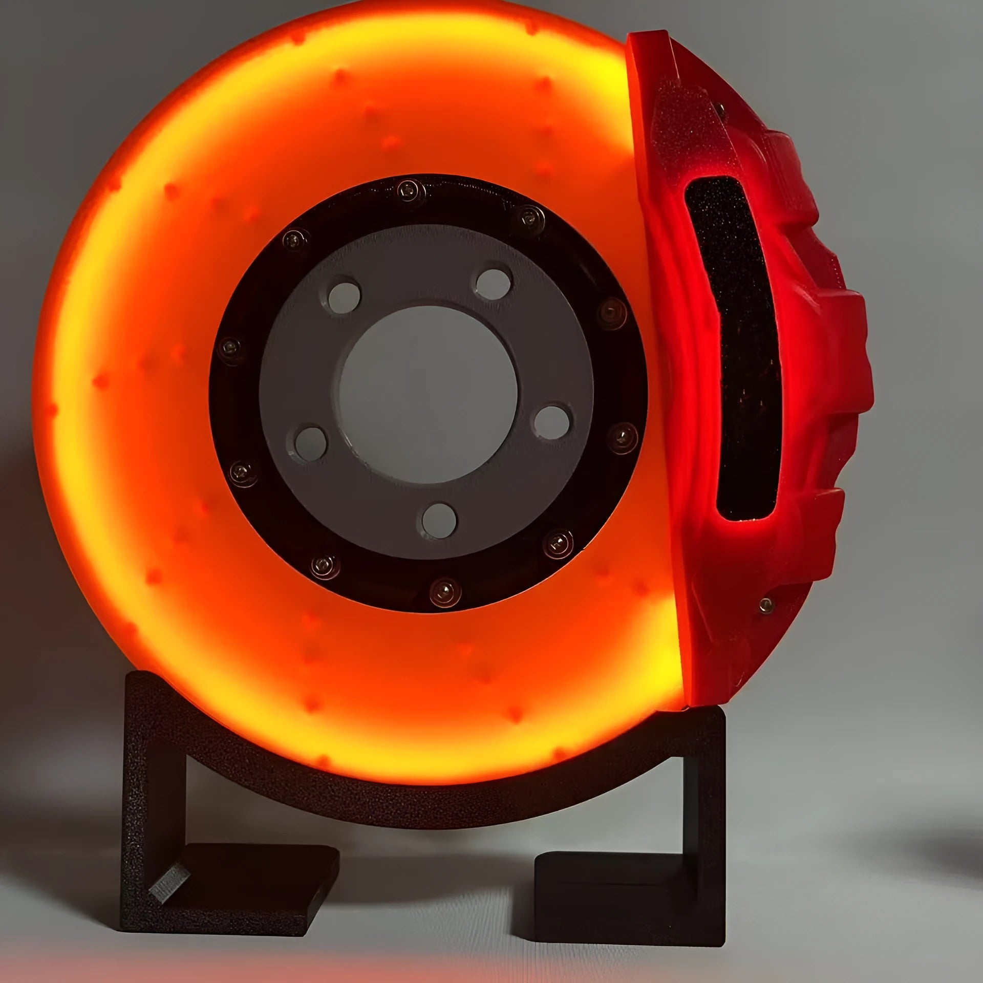 Brake disc design LED night light with touch dimming control in blue, red or yellow caliper colours