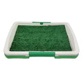 Green artificial grass pet toilet tray with three layer construction for indoor puppy training