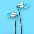Black wired in-ear headphones with a metal subwoofer, 3.5mm plug, and in-line microphone on a 1.2m cable.