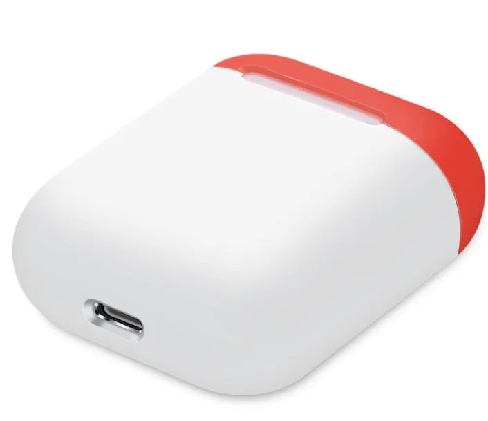 Silicone protective cover for Apple AirPods charging case in a split style design, shown in a selection of colours.