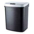 Smart induction trash can in black with lid closed, stereo dual-mode sensor bin for kitchen or toilet use