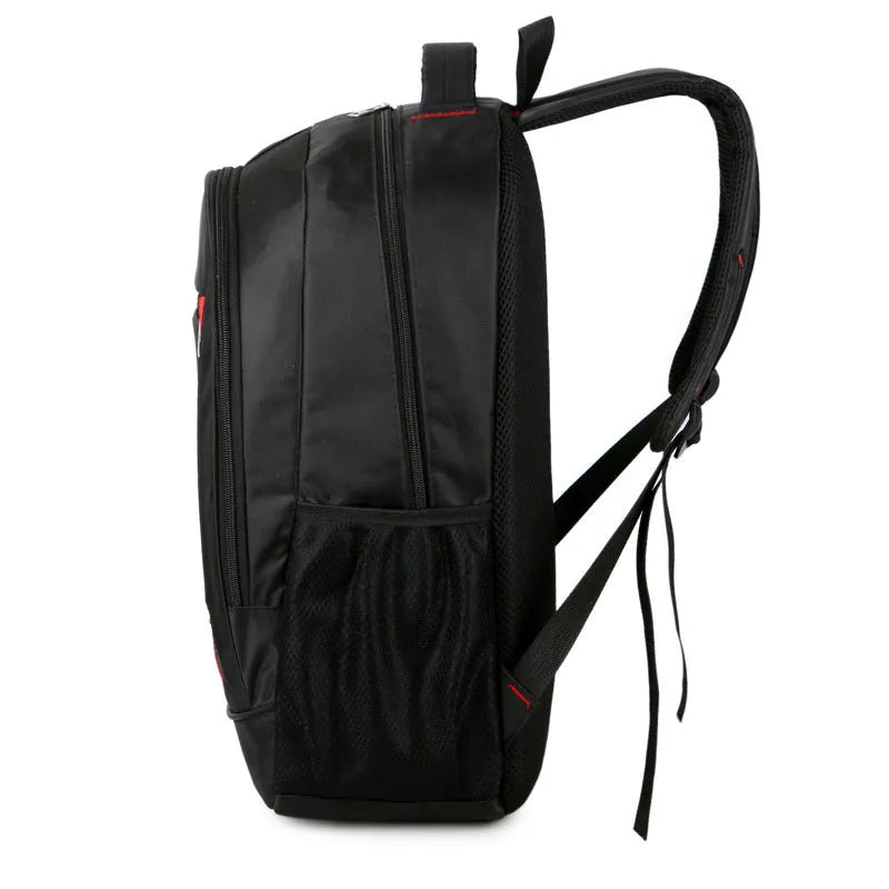Black Oxford cloth laptop backpack 15 inch with multiple compartments and breathable back panel