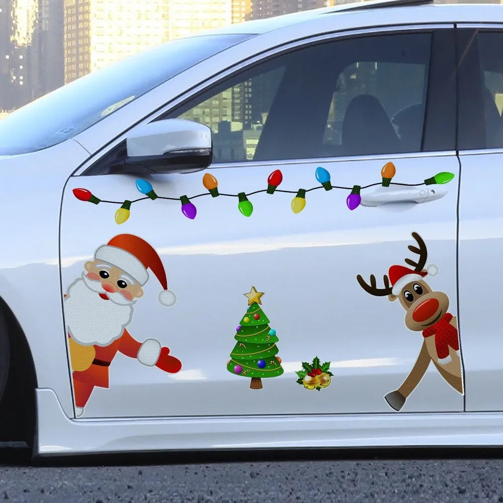 Medium Christmas elk reflective magnetic car decoration sticker in colour RFM025