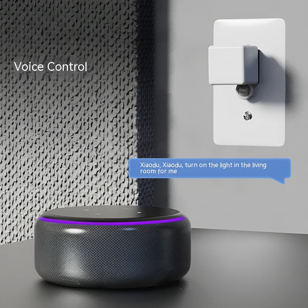 Graffiti smart home Bluetooth finger robot attached to a wall switch, white model