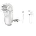 Portable white rechargeable electric lint remover trimmer with stainless steel blade