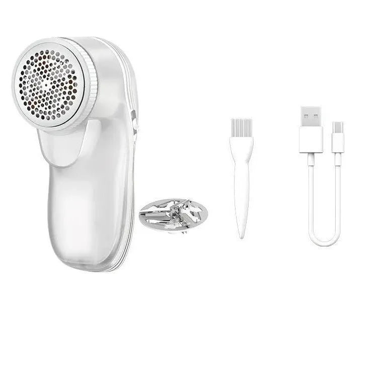 Portable white rechargeable electric lint remover trimmer with stainless steel blade