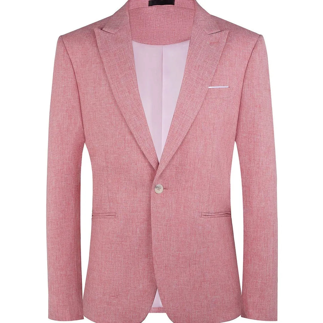 Men's Western style casual blazer in pink or light blue with two-button front