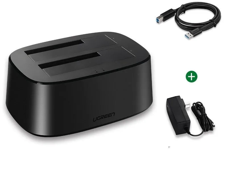 Green Link CM198 black external hard disk seat with USB and power cables