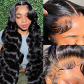 Black M1613 synthetic curly wig showing 22-inch length and natural wave pattern on a mannequin head