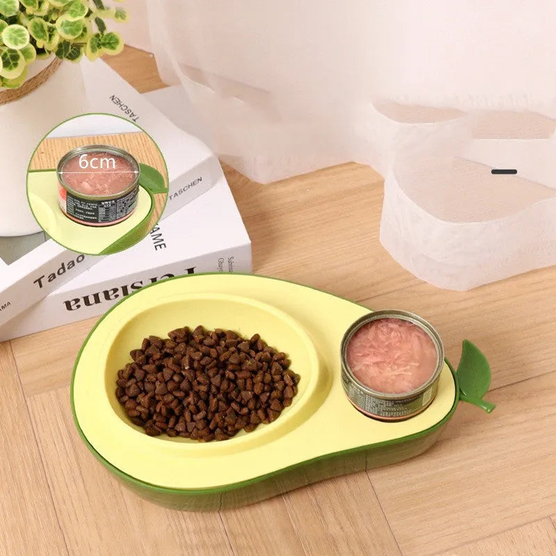 Avocado-shaped pet automatic feeder with 690ml water bottle slow feeder bowl for cats and small dogs in Moonlight Grey and Olive Green