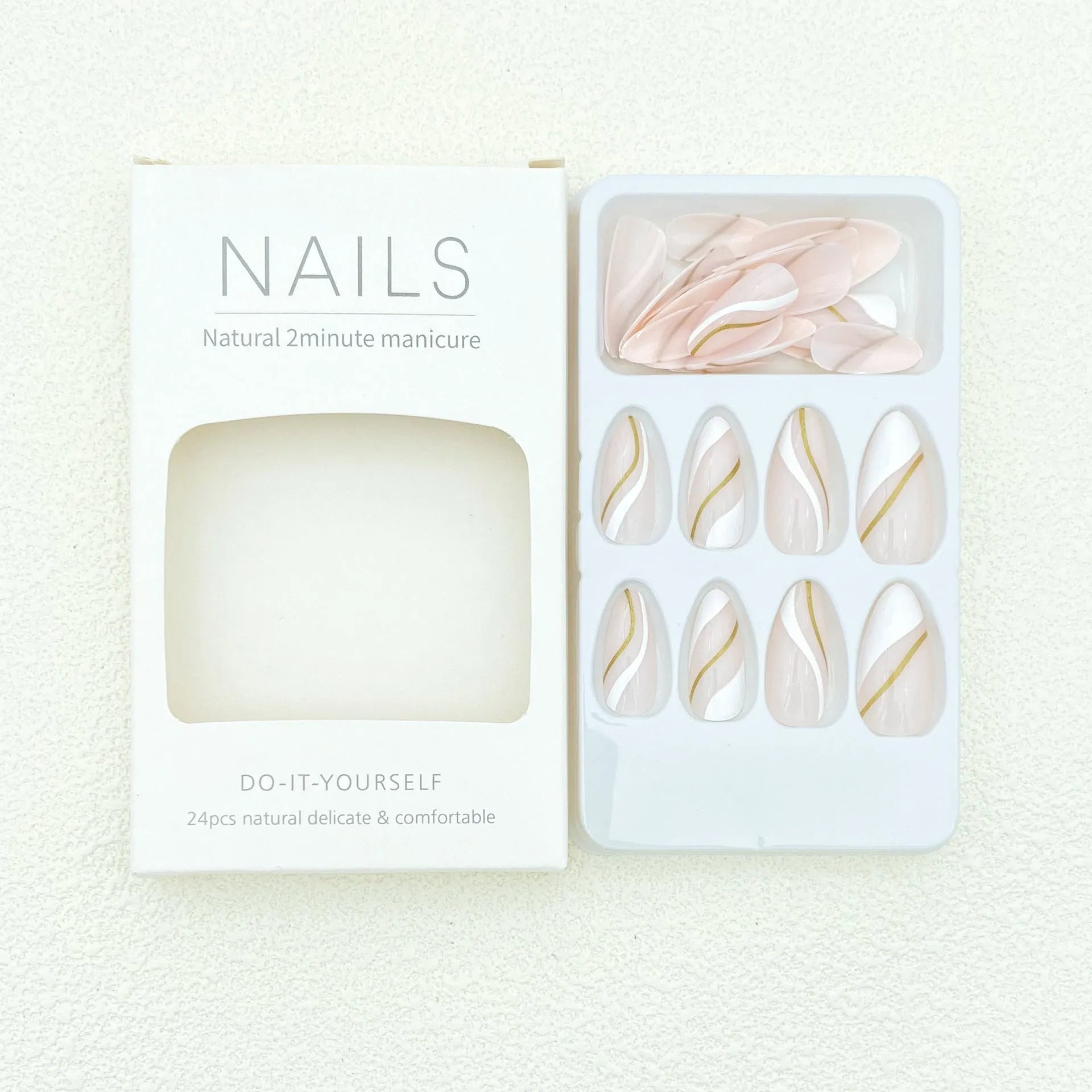 Plaid pattern wearable nail stickers with drop shape design and jelly glue adhesive